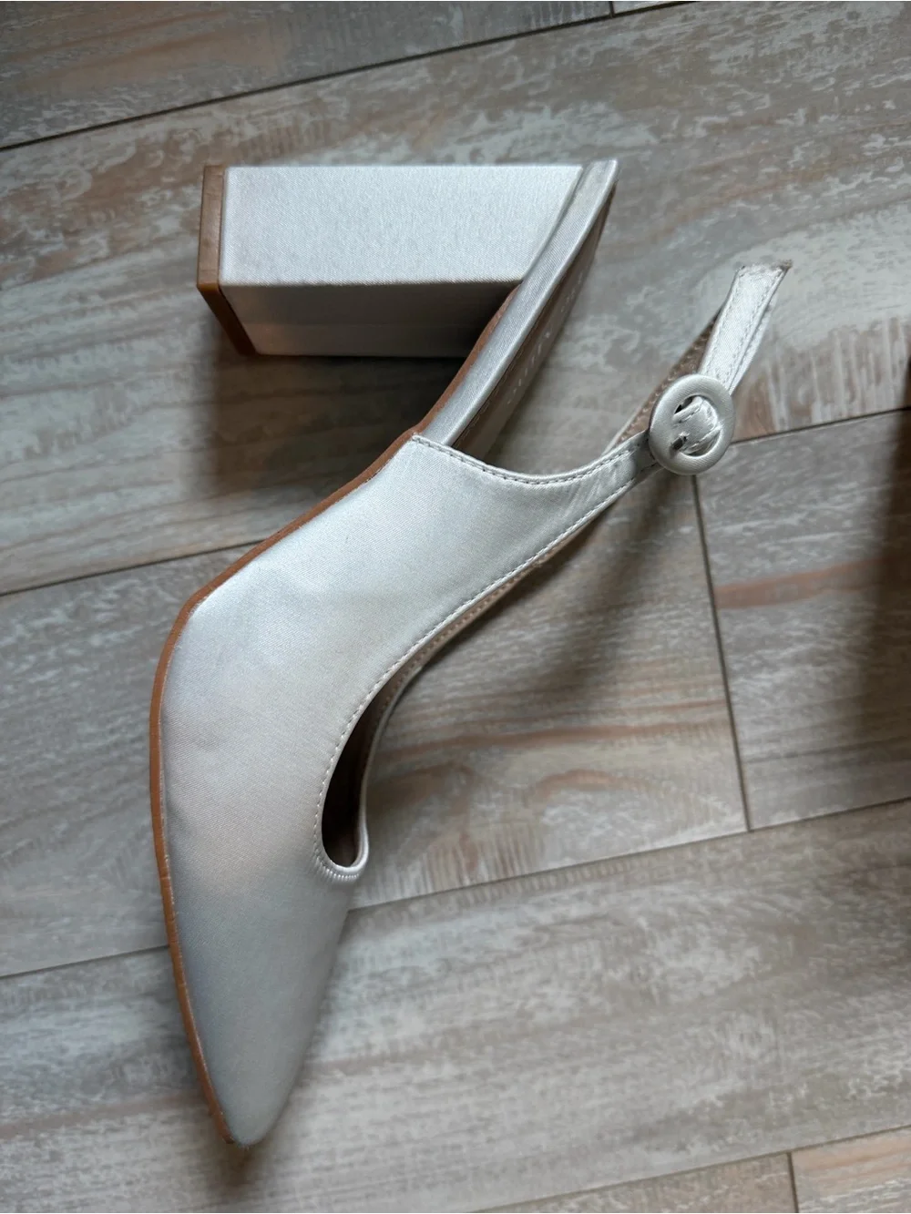 Be Mine Bridal Satin Slingback Pointed-Toe Pumps